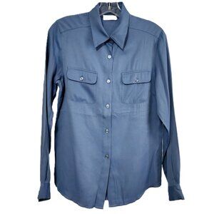 KappAhl Number One Womens Steel Blue Collard Buttondown Down Long Sleeve Size 36